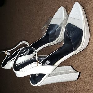 White Platform Block Heel